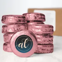 Elegant Peach Oceanic Blue Wedding Initials Dipped Oreo Cookie Favors