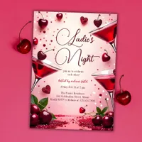 Ladies Night Cherry Galentine's Cocktail Party Invitation