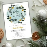 Baby Its Cold Outside Winter Blue Gold Baby Shower Invitation