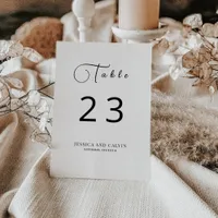 Minimalist Calligraphy Table Number