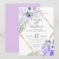 Watercolour Violet Anemone Floral  Geometric Frame Invitation