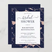 Budget Navy Blue Rose Gold Marble Bridal Shower