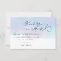 Thanks Leaf Script Photo Pastel Watercolor Wedding Thank You Card