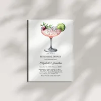Trendy Green & Pink Cocktail Rehearsal Dinner Invitation