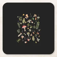 Cottagecore Mushroom Aesthetic Academia Goblincore Square Paper Coaster