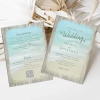 Rustic Wood Beach Wedding All in One QR Code Invitation