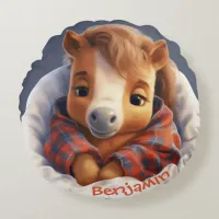 Customizable Cuddly Pony Round Throw Pillow