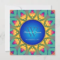 Magical Bohemian Sunflower Monogram Invitation