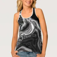 Black and White Marble Digital Fluid Art   Tank Top