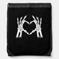 Heart - Halloween Skeleton Hand Drawstring Bag