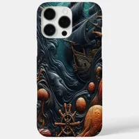 Mysterious Ocean Scene With Ship and Sea Creatures iPhone 16 Pro Max Case