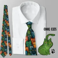 Cool Fun Cat Seamles Pattern Neck Tie