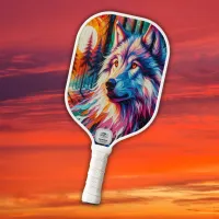 Wolf Face with Sun & Forest | Pickleball Paddle