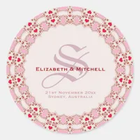 Sweet Love Hearts Lace Wedding Keepsake Classic Round Sticker