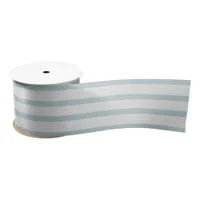 Eggshell Dusty Blue Stripes Satin Ribbon