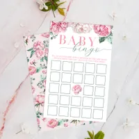 Pink Floral Baby Bingo Baby Shower Activity