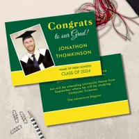 Congrats Grad Photo Green Yellow 2025 Graduation Announcement