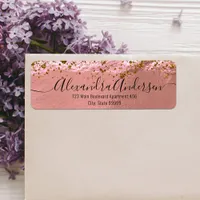 Modern Glam Rose Gold Elegant Calligraphy Label