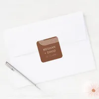 Terracotta Rustic Boho Arched Modern Wedding Square Sticker