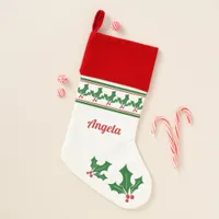 Personalized Holly Berries with Leaves Christmas Stocking