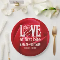 Gothic Red Rose Love at First Bite Wedding Paper Plates