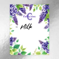 Purple Lilacs with Green Leaves Name and Initial Magnetic Dry Erase Sheet