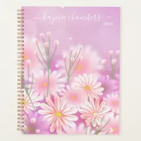 Elegant Personalized Pink & White Flowers Custom Planner