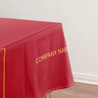 Red business logo text tablecloth