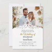 Elegant wedding invitations cards with photo