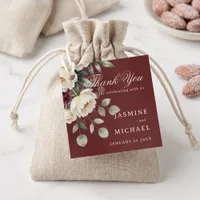 Burgundy Cream Peony Winter Wedding Thank You Favor Tags