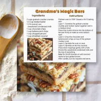 Grandma's Magic Cookie Bars Recipe Card