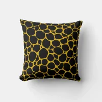 Black and Mustard Yellow Animal Print Throw Pillow