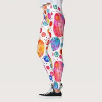 Colorful Watercolor Abstract Polka Dots Leggings