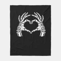 Skeleton Heart Hands Sign Halloween Costume Viral  Fleece Blanket