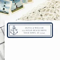 Nautical Anchor Monogram Wedding Return Address Label