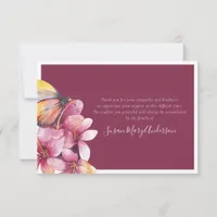 3.5x5 Floral Butterfly Sympathy Funeral Thank You Card