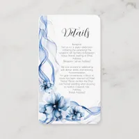 Elegant Dusty Blue Navy  Flowers Wedding  Enclosure Card