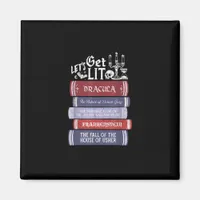 Let's Get Lit - Vintage Horror Book Lover Bookworm Magnet