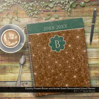 Country Flowers Rustic Brown Green Personalized Planner