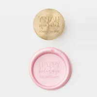 Happy Holidays from Family Name Wax Seal Stamp