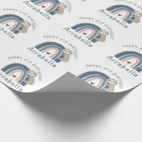 Cute Sloth Rainbow Girl's 6th Birthday Wrapping Paper