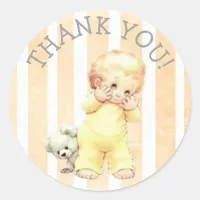 Thank You Vintage Boy's Baby Shower Stickers