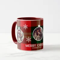 Red Green Plaid Buffalo Check Photo Christmas  Mug