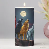 Stunning Four Wolves, One Midnight Desert Howl Pillar Candle
