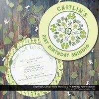 Shamrock Mandala 21st Birthday Party Invitation