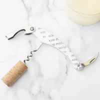 Personalized White Corkscrew Bottle Opener