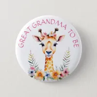 Baby Giraffe Floral, Grandma to be | Baby Shower Button