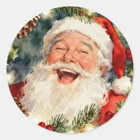 A Sweet Old-Fashioned Santa | Vintage Christmas Classic Round Sticker