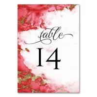 Modern Coral Watercolor Geode  BarefootBride™ Table Number