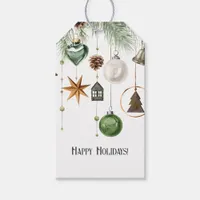 Neutral Watercolor Christmas Ornament Holiday Gift Tags